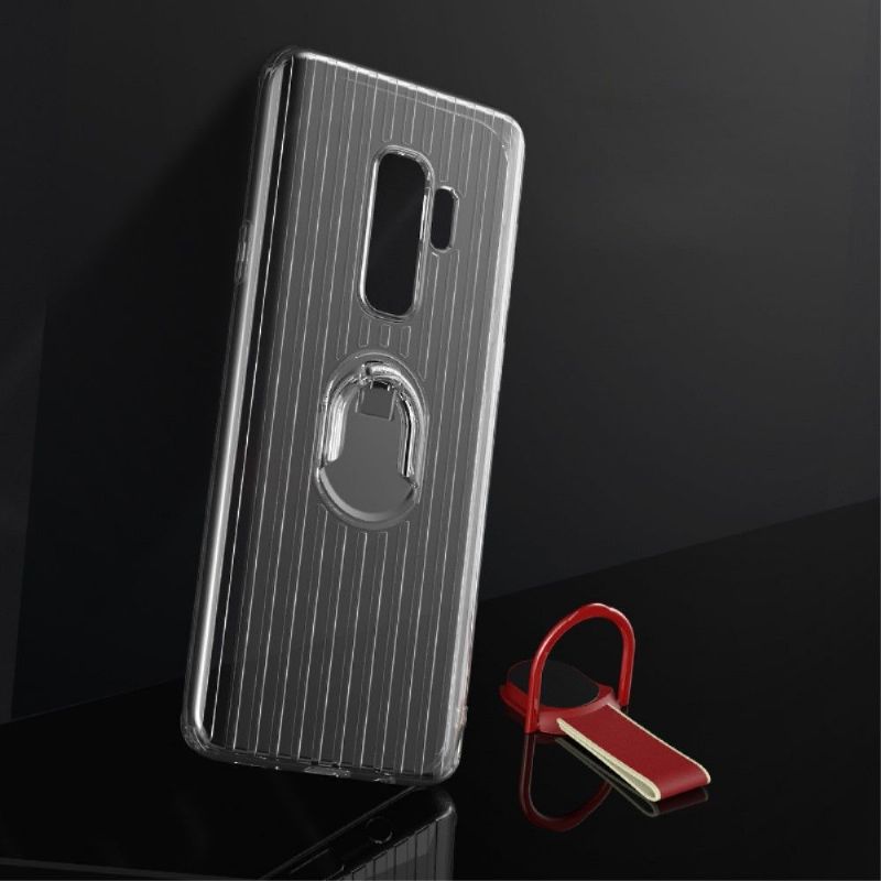 Coque Samsung Galaxy S9 Plus transparente avec anse - Rouge