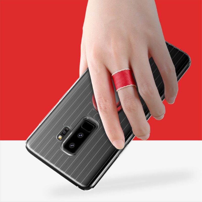 Coque Samsung Galaxy S9 Plus transparente avec anse - Rouge