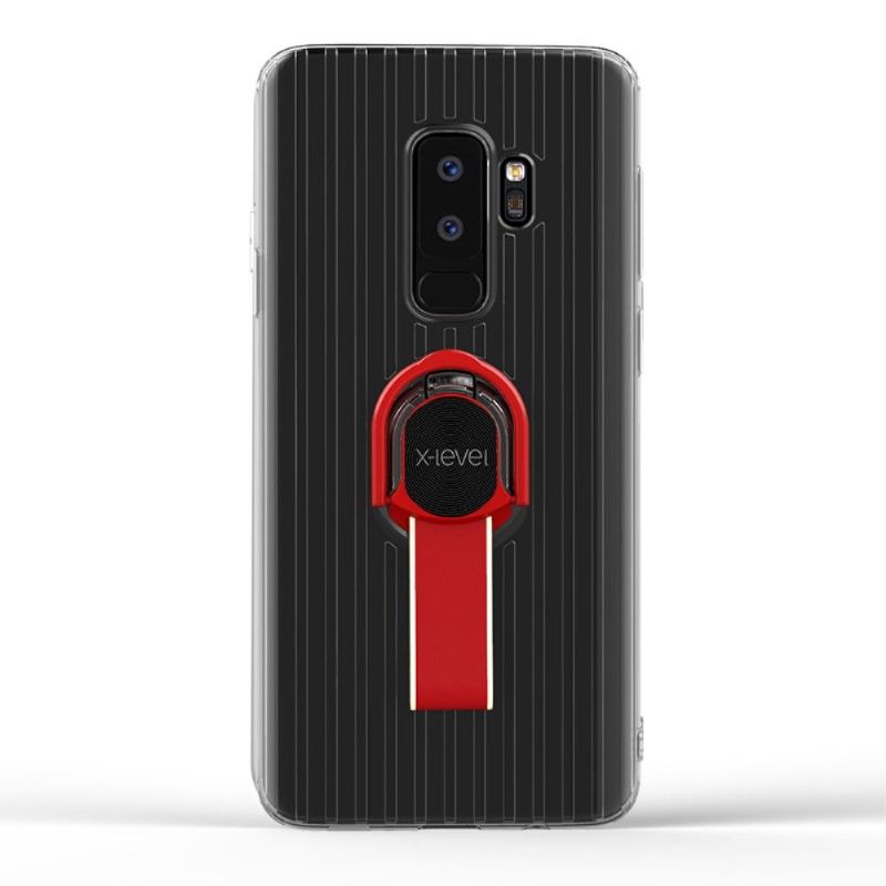 Coque Samsung Galaxy S9 Plus transparente avec anse - Rouge