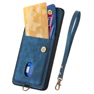 Coque Samsung Galaxy A17 4G / 5G Effet Daim avec Porte-Cartes et Lanière