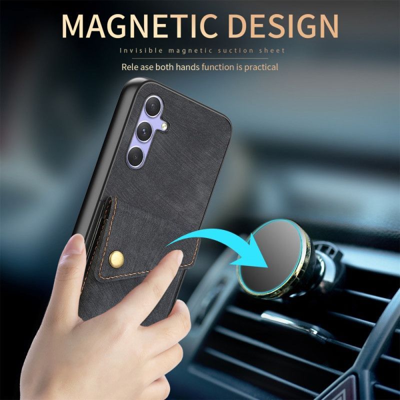 Coque Samsung Galaxy A17 4G / 5G Effet Daim avec Porte-Cartes et Lanière