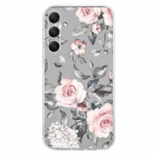 Coque Samsung Galaxy A17 4G / 5G Motif Floral Gris