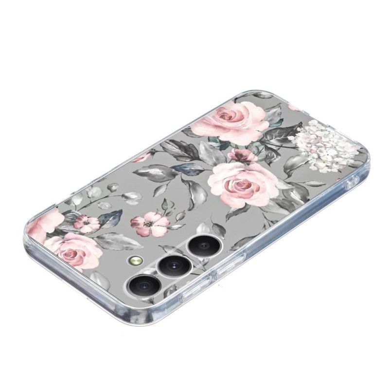Coque Samsung Galaxy A17 4G / 5G Motif Floral Gris