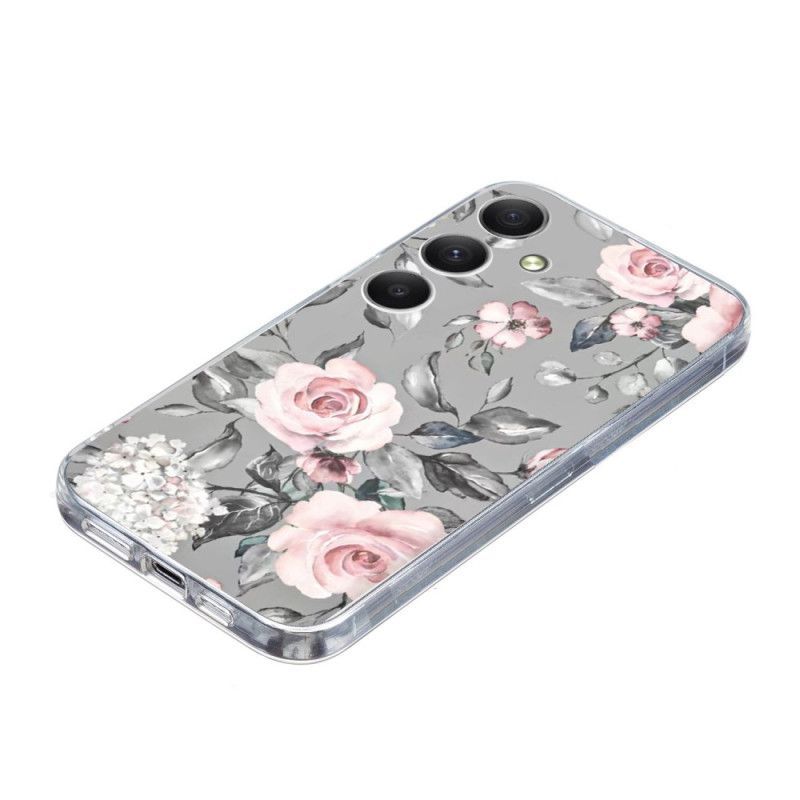Coque Samsung Galaxy A17 4G / 5G Motif Floral Gris