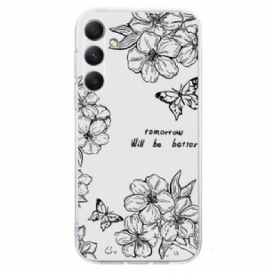 Coque Samsung Galaxy A17 4G / 5G Papillons et Fleurs Blanches