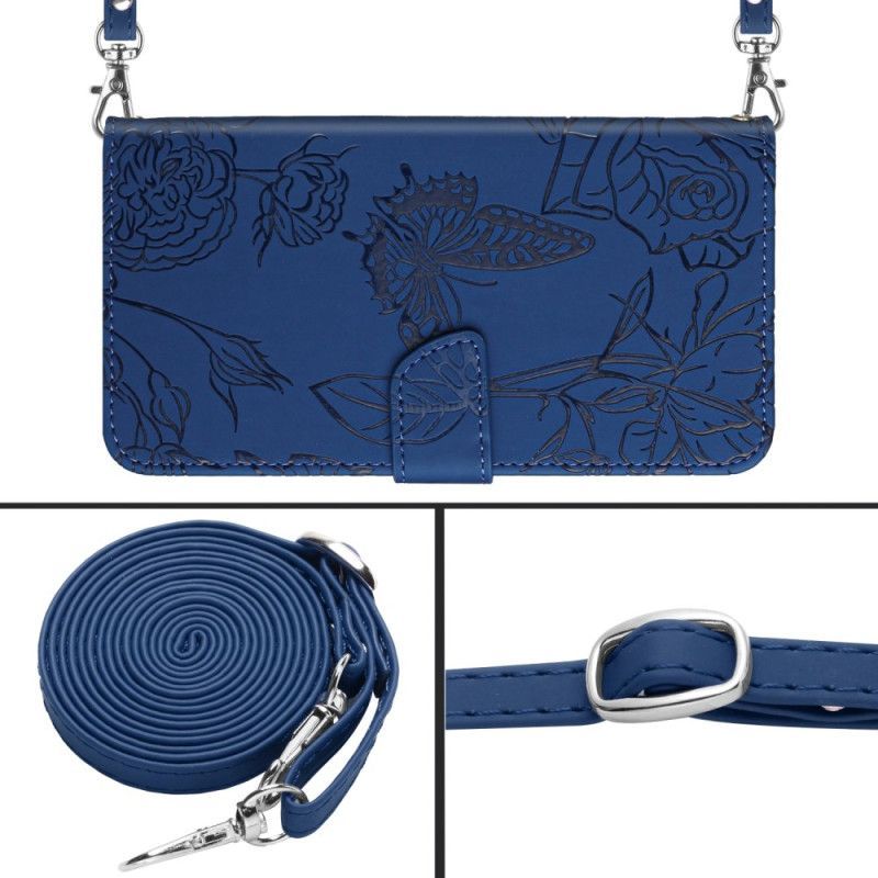 Housse Samsung Galaxy A17 4G / 5G Empreinte Papillons à Bandoulière