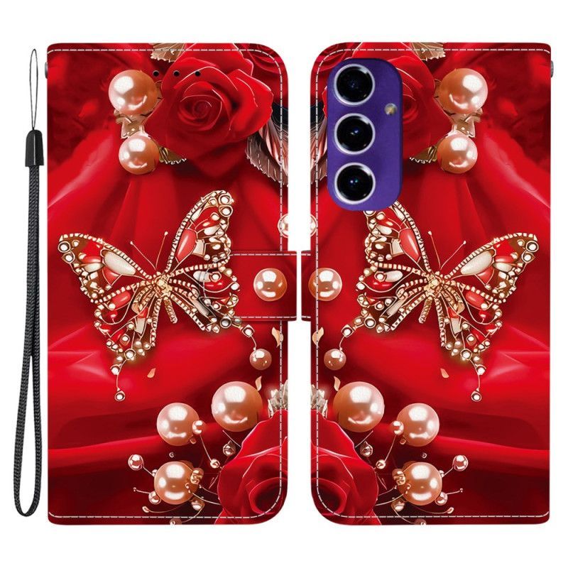 Housse Samsung Galaxy A17 4G / 5G Papillon Or et Perles