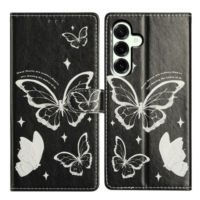 Housse Samsung Galaxy A17 4G / 5G Papillons Noirs et Blancs