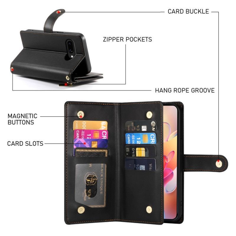 Housse Samsung Galaxy A17 4G / 5G Portefeuille avec Poche Zippée et Sangles