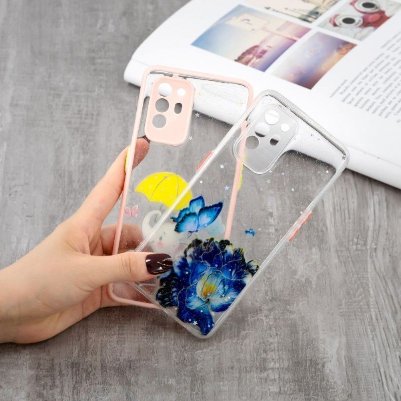 Coque Oppo A94 5G fleurs et papillons bleus