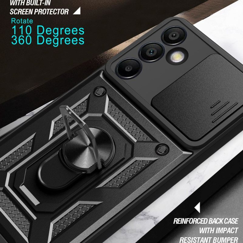 Coque Samsung Galaxy S24 FE Anneau-Support Protection Caméra Coulissante