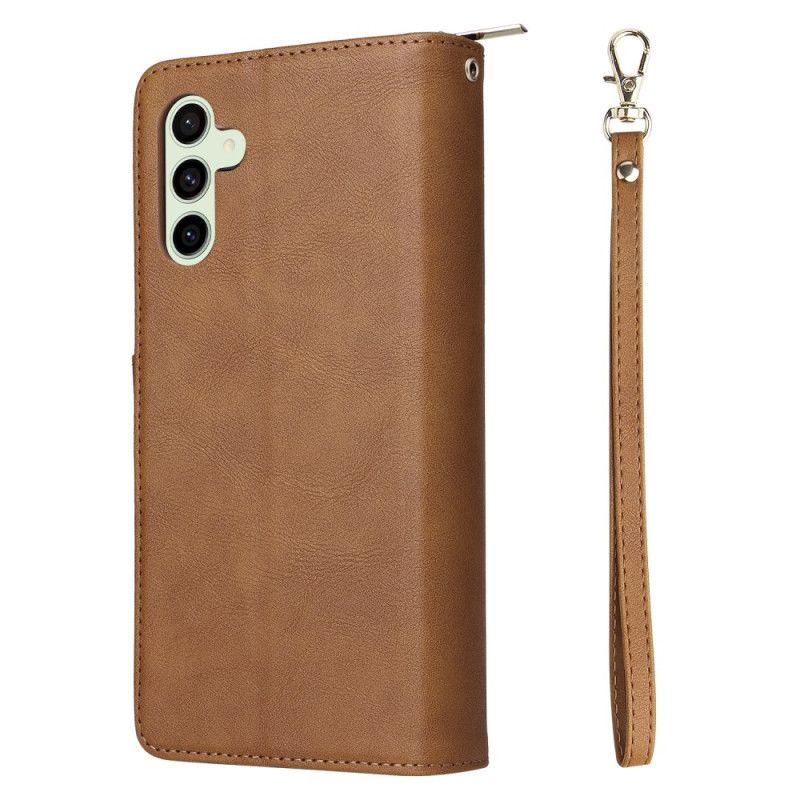 Housse Samsung Galaxy S24 FE Portefeuille Effet Cuir et Lanière