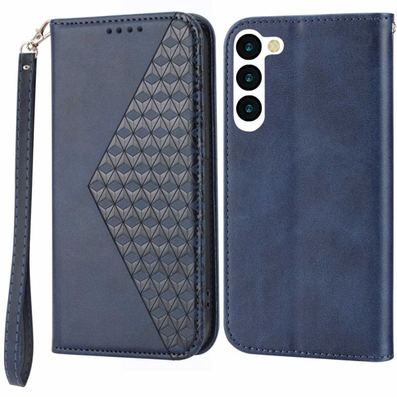 Flip Cover Samsung Galaxy S23 Plus 5G Motif 3D à Lanière