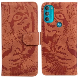 Housse Moto G71 5G Empreinte Face de Tigre