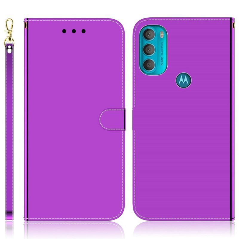 Housse Moto G71 5G Simili Cuir Couverture Miroir