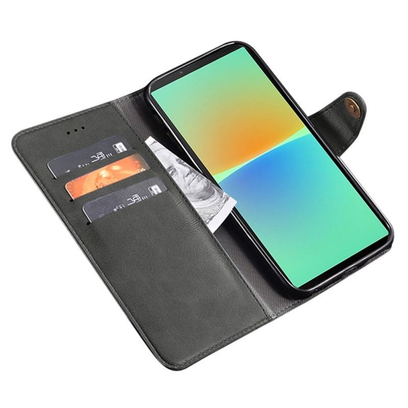 Housse Sony Xperia 5 IV Style Cuir avec Rivets IDEWEI