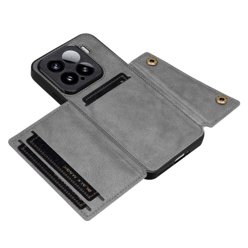 Coque Xiaomi 15 Effet Cuir avec Porte-cartes et Support