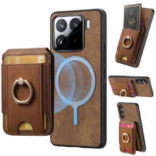 Coque Xiaomi 15 Effet Daim Porte-cartes Détachable et Support