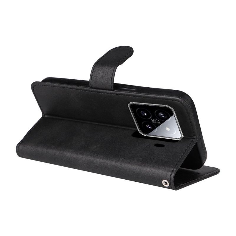 Housse Xiaomi 15 Effet Cuir Uni à Lanière