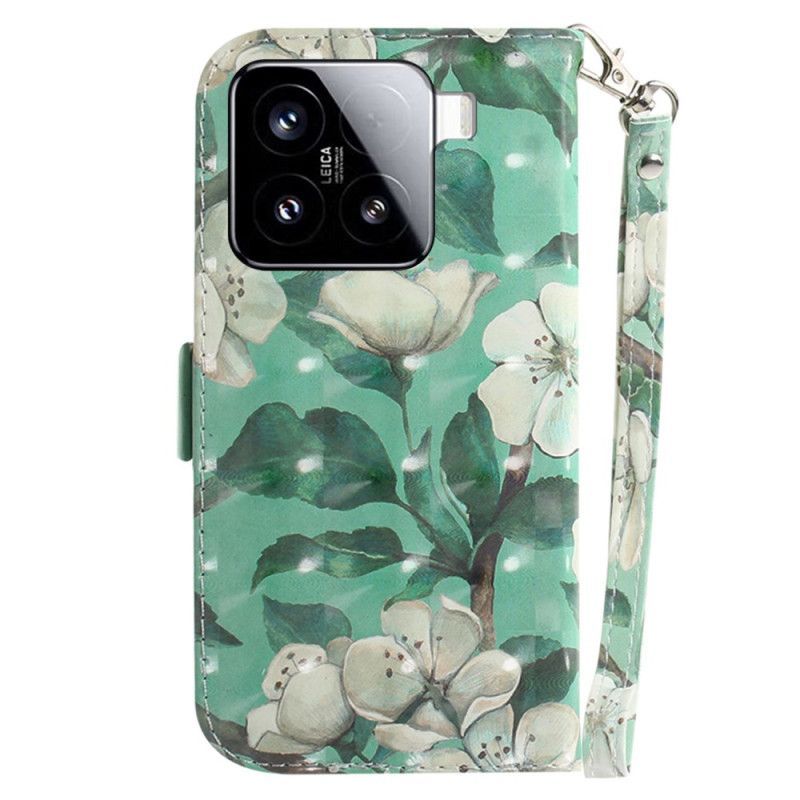 Housse Xiaomi 15 Fleurs Aquarelle à Lanière