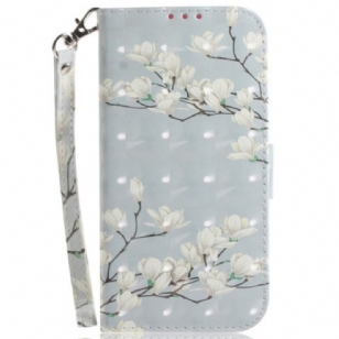 Housse Xiaomi 15 Motif Magnolias à Lanière