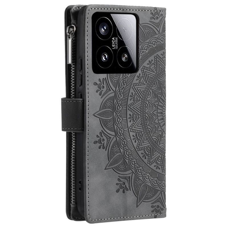 Housse Xiaomi 15 Portefeuille Effet Daim Mandala