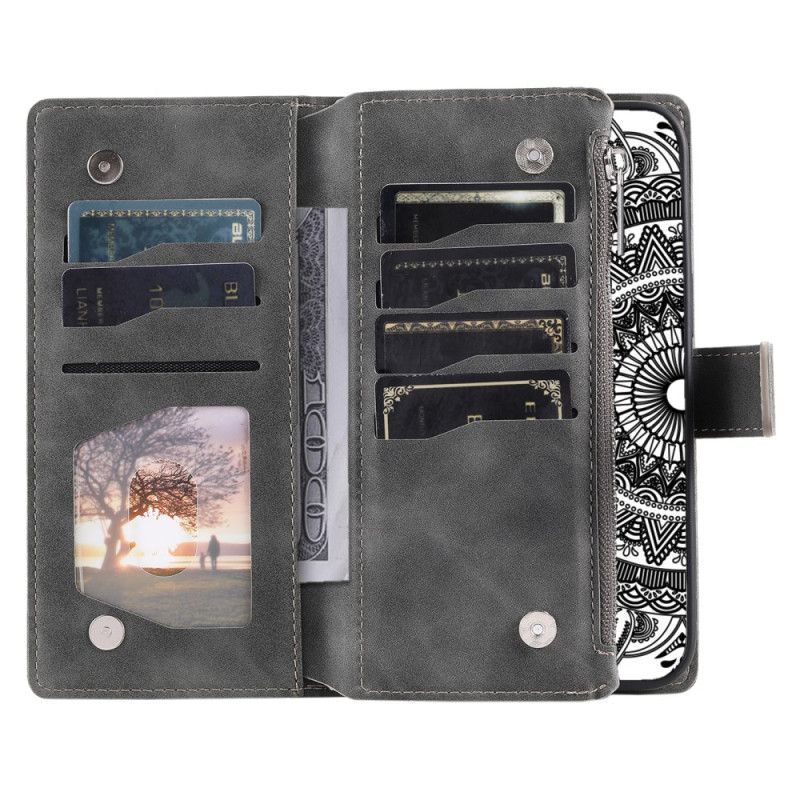 Housse Xiaomi 15 Portefeuille Effet Daim Mandala