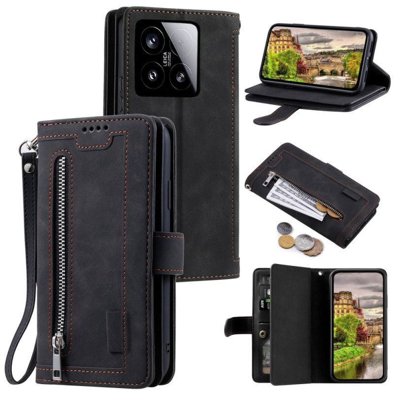 Housse Xiaomi 15 Portfeuille avec Fermeture Éclair