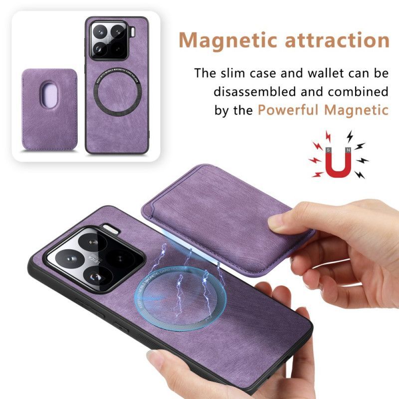 Housse Xiaomi 15 Rétro avec Porte-Cartes Détachable