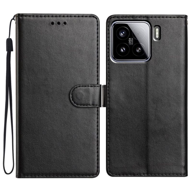 Housse Xiaomi 15 Simili Cuir Uni à Lanière