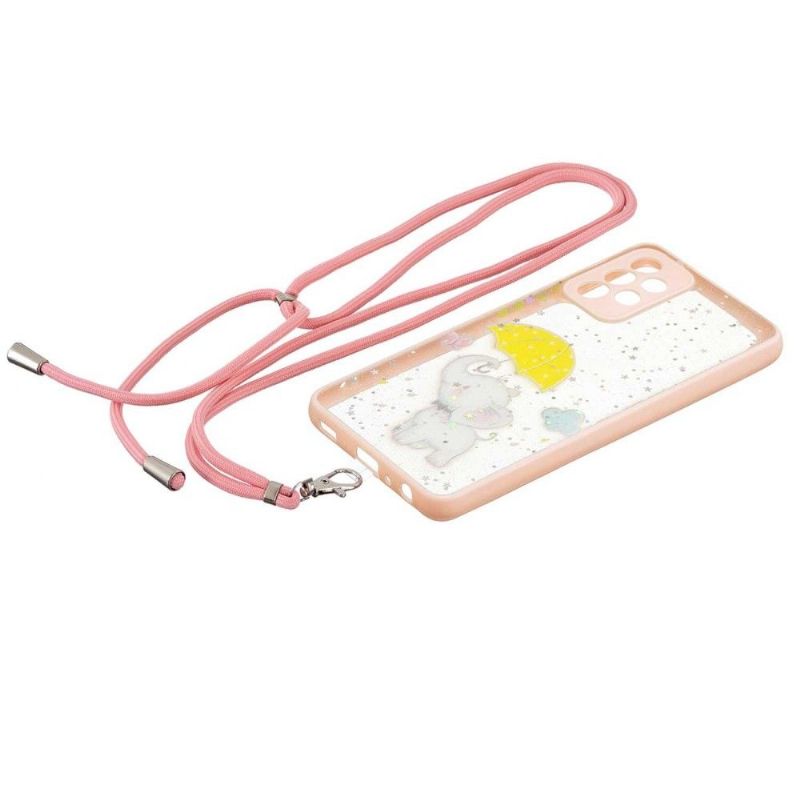 Coque Samsung Galaxy A33 5G à cordon Éléphant Parapluie