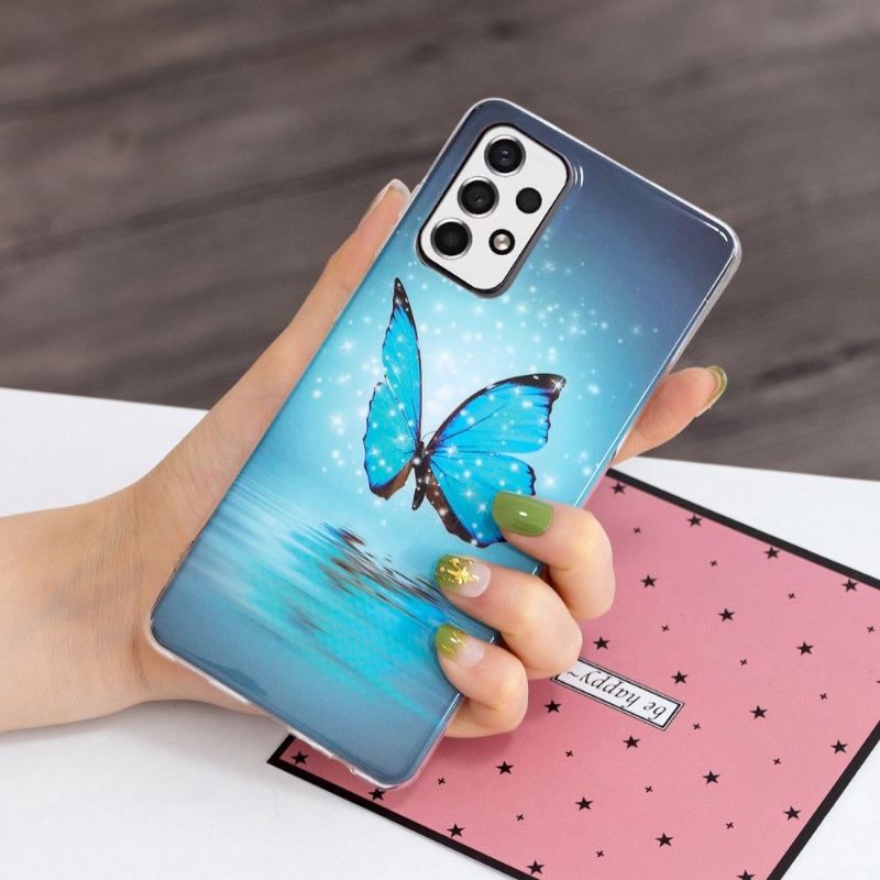 Coque Samsung Galaxy A33 5G Luminous papillon bleu