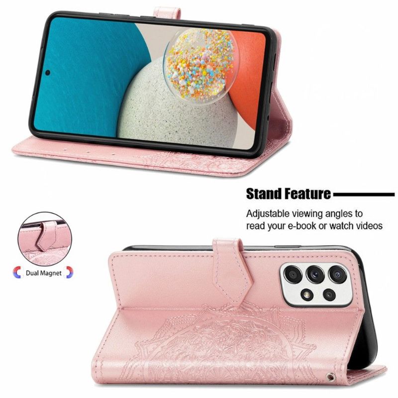 Housse Samsung Galaxy A53 5G Mandala relief en simili cuir