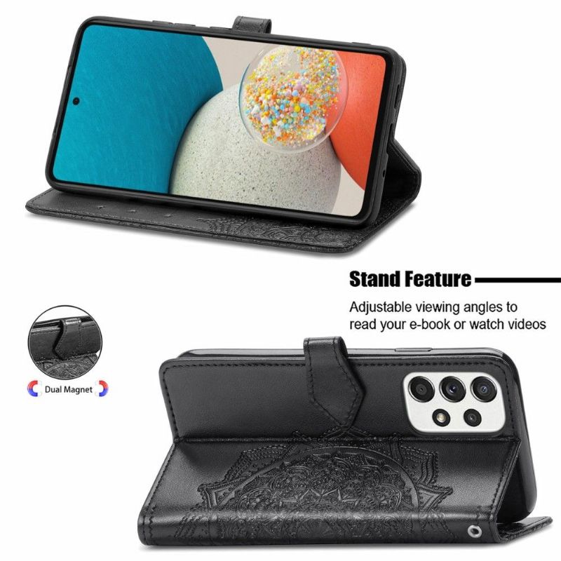 Housse Samsung Galaxy A53 5G Mandala relief en simili cuir