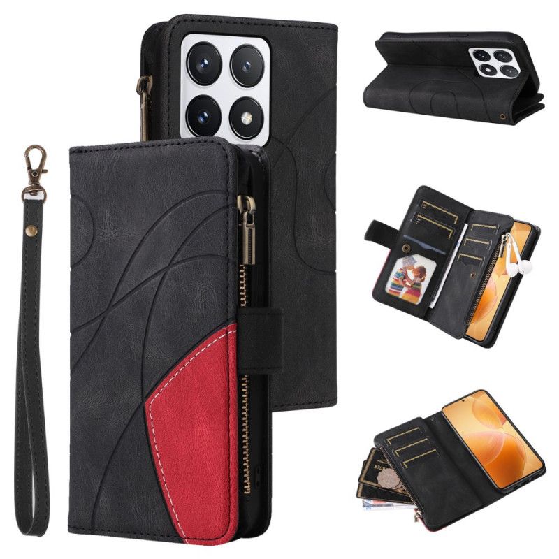 Housse Xiaomi 14T Pro Portefeuille Lignes Ondulées