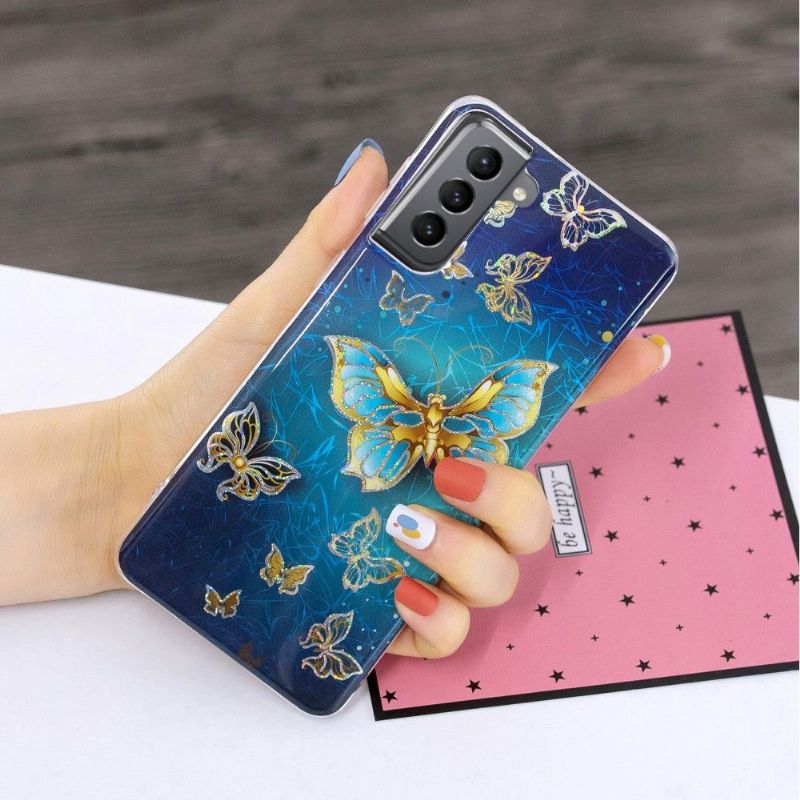 Coque silicone Samsung Galaxy S21 FE Papillons