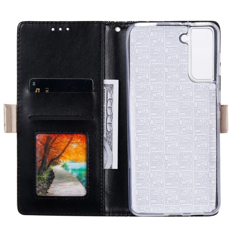 Housse Samsung Galaxy S21 FE Dentelle Fleur Effet Cuir