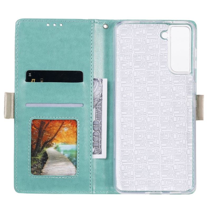 Housse Samsung Galaxy S21 FE Dentelle Fleur Effet Cuir