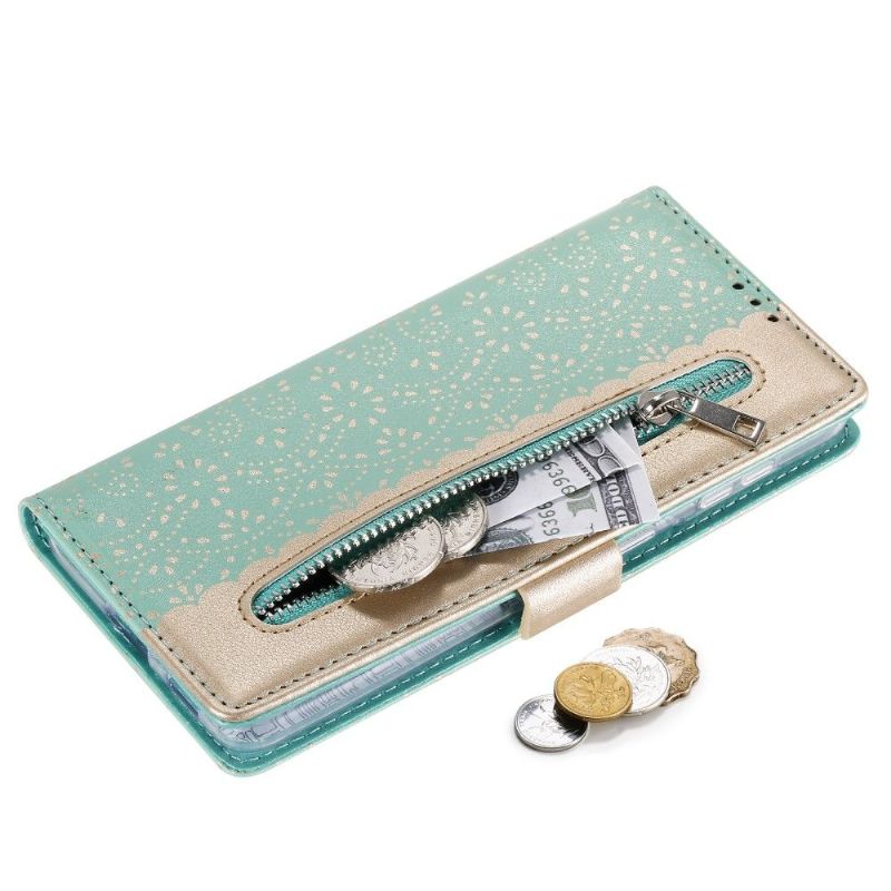 Housse Samsung Galaxy S21 FE Dentelle Fleur Effet Cuir