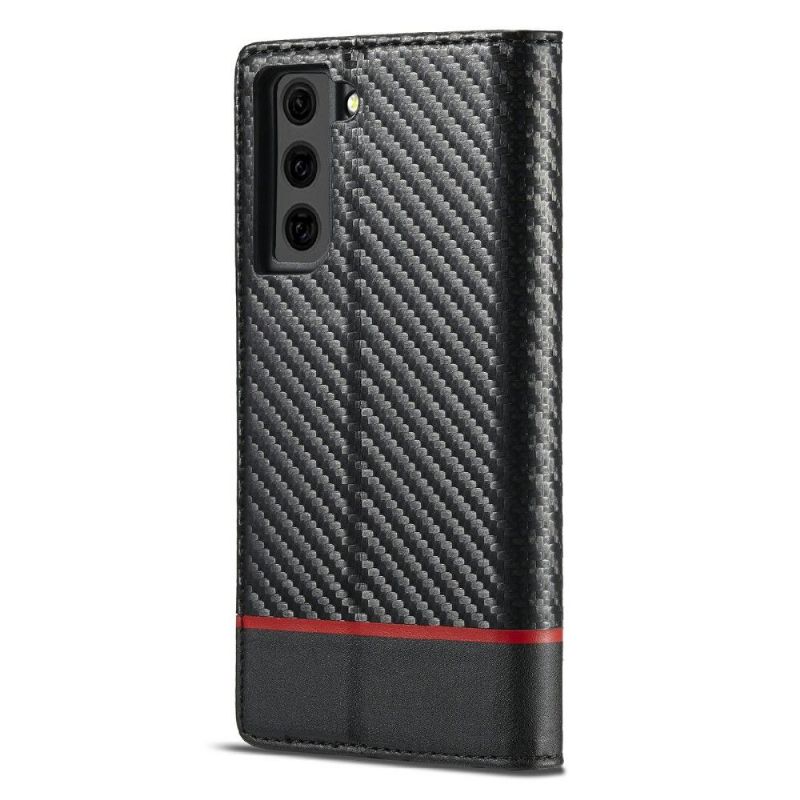 Housse Samsung Galaxy S21 FE effet cuir fibre de carbone