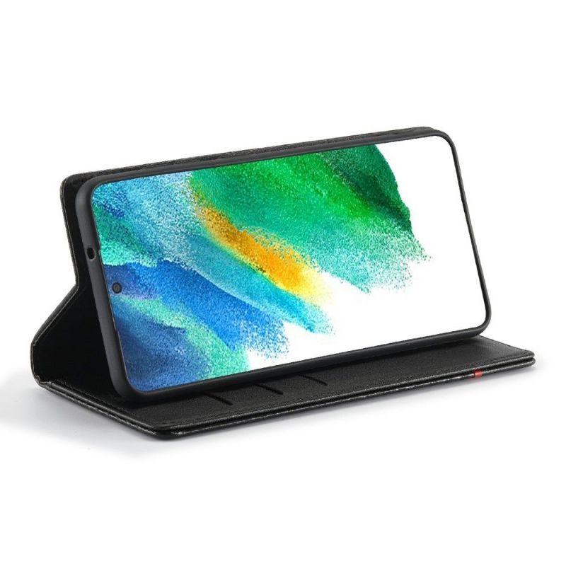 Housse Samsung Galaxy S21 FE effet cuir fibre de carbone
