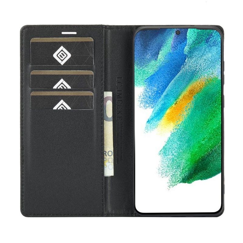 Housse Samsung Galaxy S21 FE effet cuir fibre de carbone