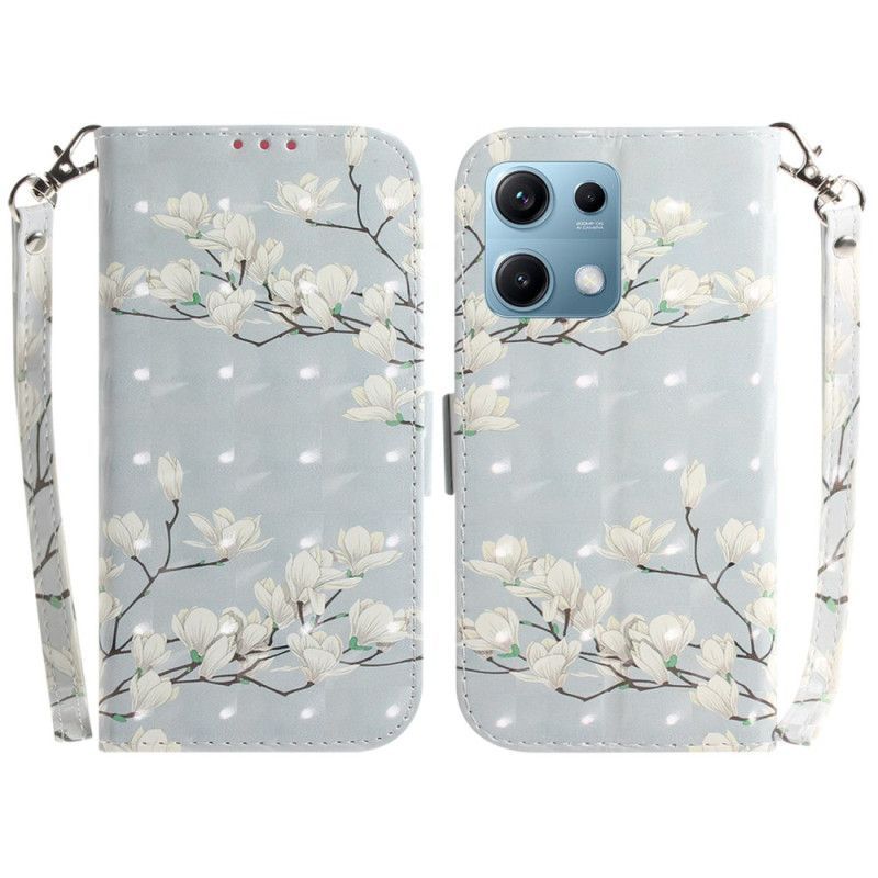 Housse Xiaomi Redmi Note 14S Magnolias à Lanière