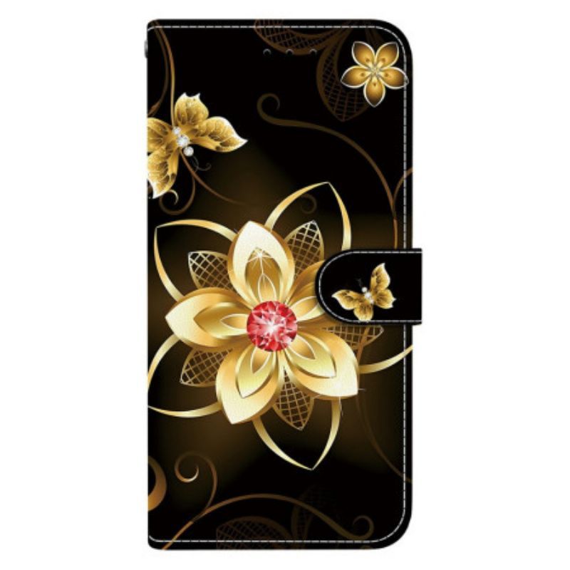 Housse Xiaomi Redmi Note 14S Motif Floral Doré