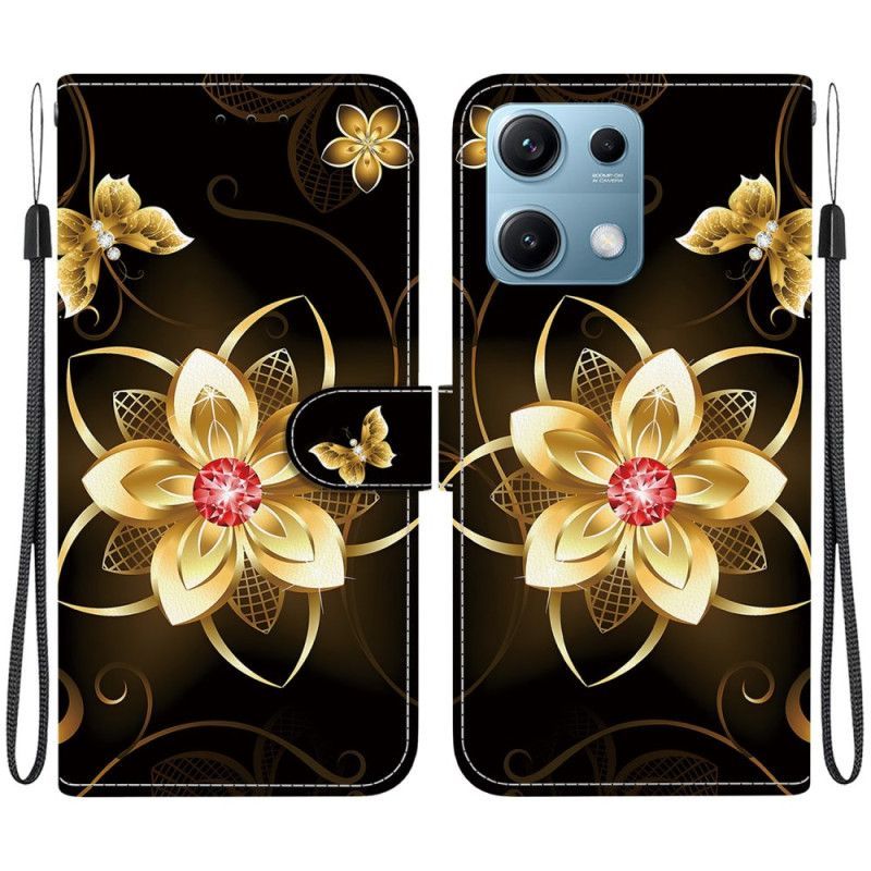 Housse Xiaomi Redmi Note 14S Motif Floral Doré