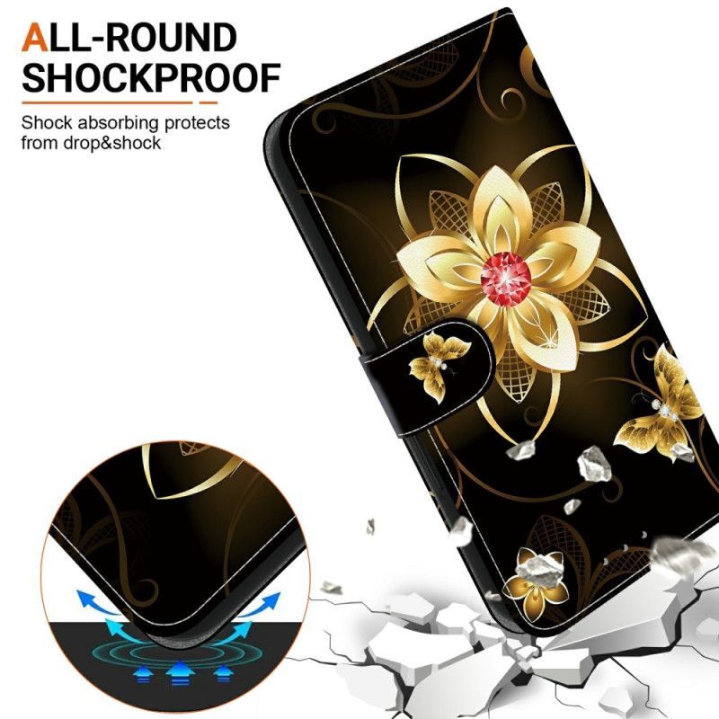 Housse Xiaomi Redmi Note 14S Motif Floral Doré