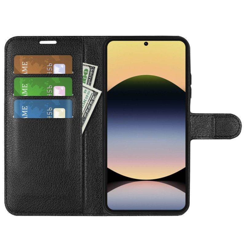 Housse Xiaomi Redmi Note 14S Simili Cuir Litchi Classique