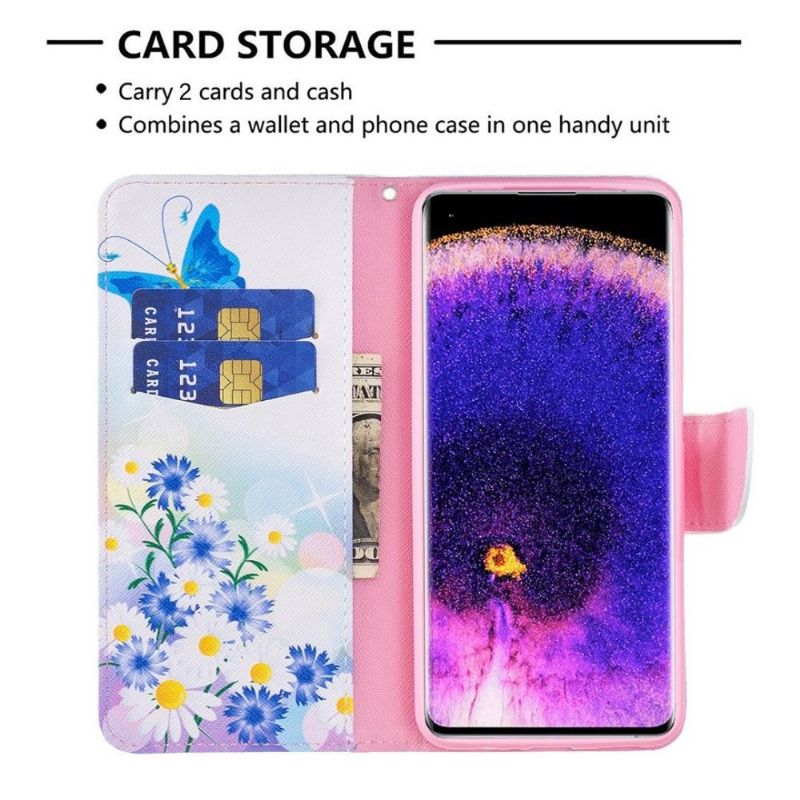 Housse Oppo Reno 7 papillon et marguerites