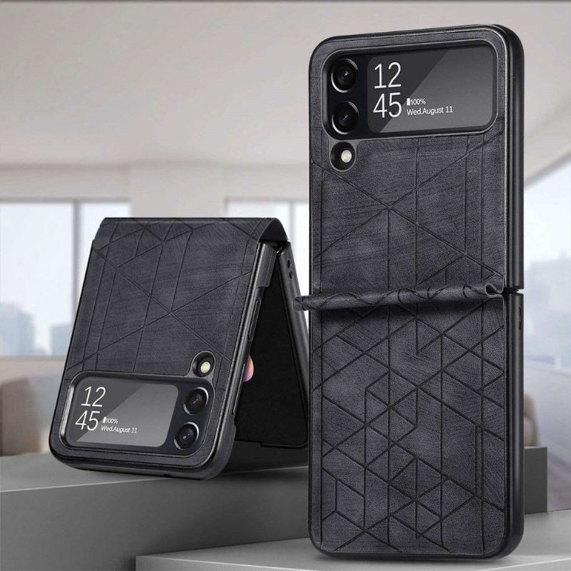 Coque Samsung Galaxy Z Flip 3 5G effet cuir lignes géométriques