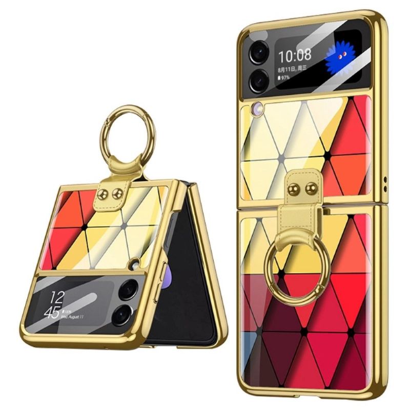 Coque Samsung Galaxy Z Flip 3 5G motifs géométriques avec anneau